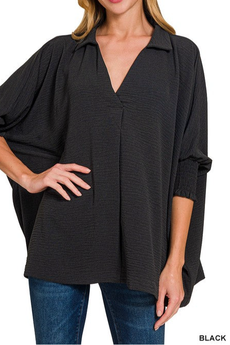 Airflow Smocked Sleeve Top