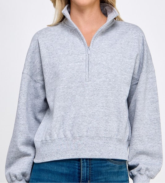 1/2 Zip Semi-Cropped Sweatshirt