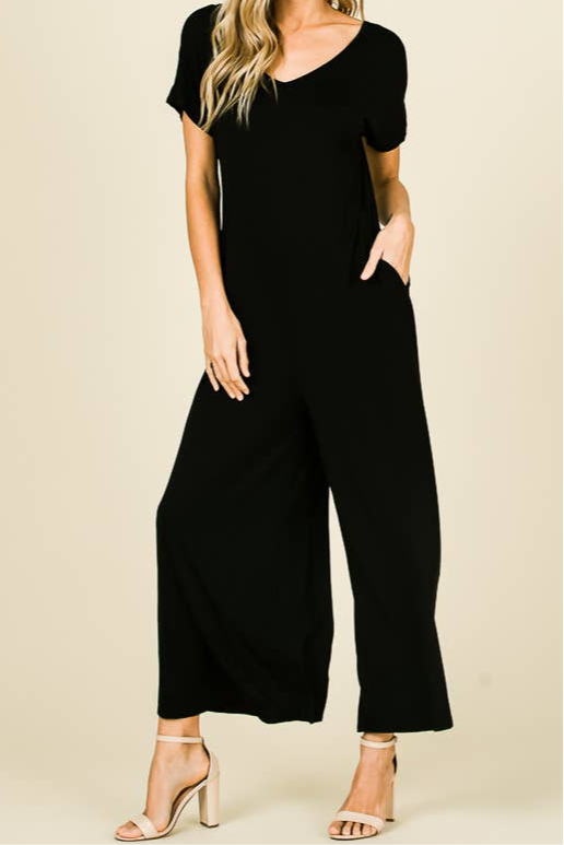 Short Sleeve Jumpsuit With Pockets