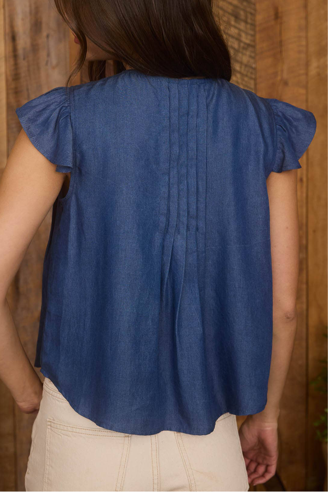 Dark Chambray Tie Front Top