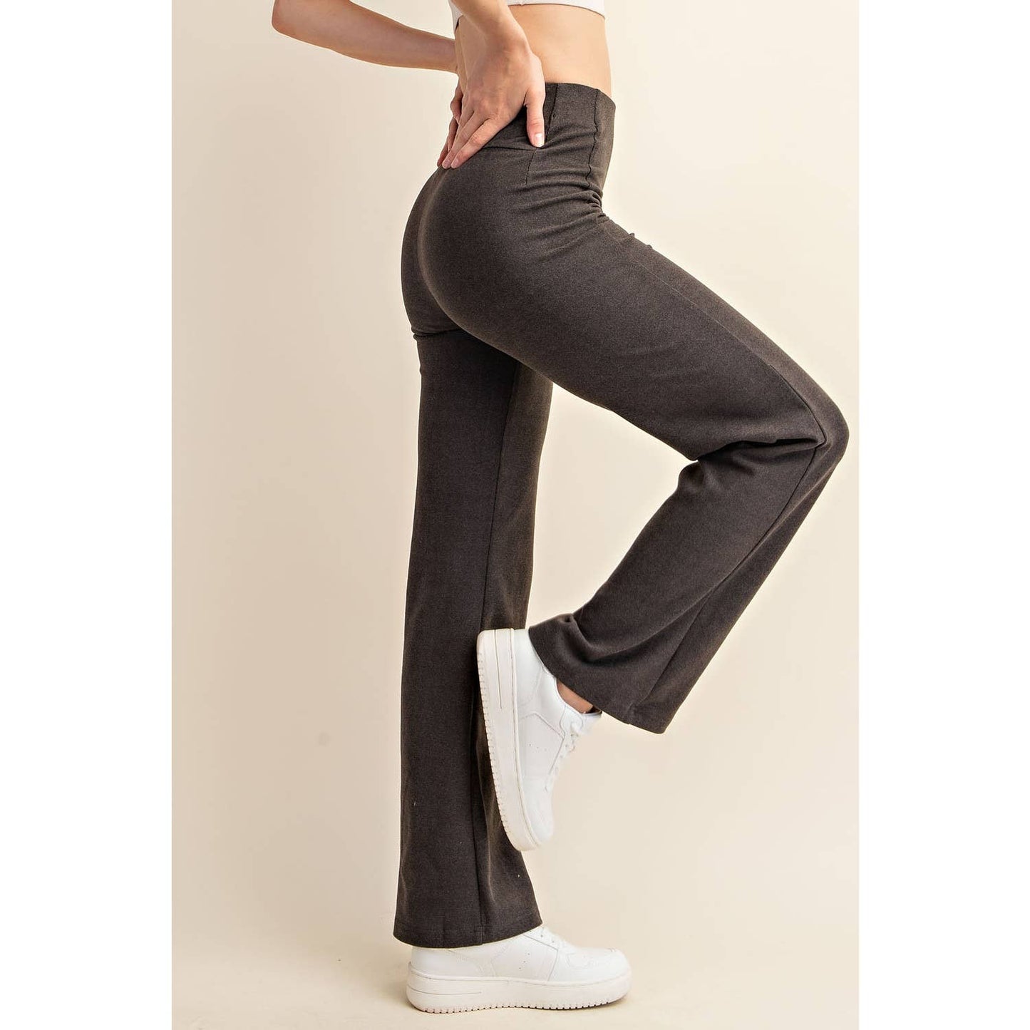 Brushed Mirco-Ribbed Straight Sweatpants