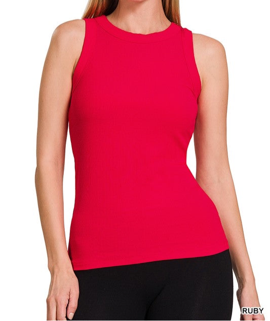 Ribbed High Neck Tank