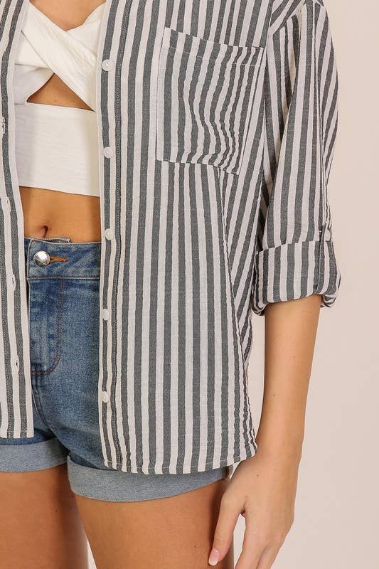 Black/ White Striped Shirt