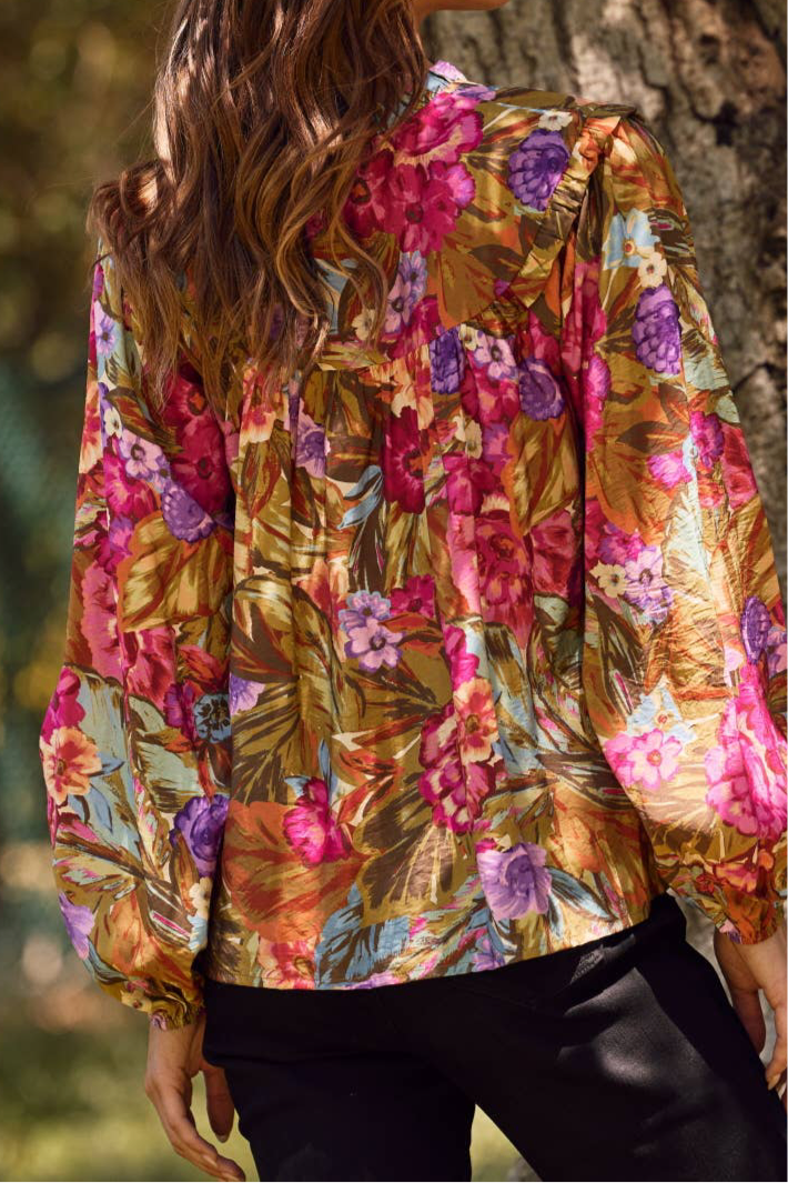 Bright Floral Abstract Printed Blouse