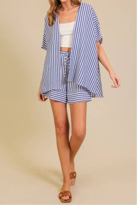 Striped Kimono Shorts Set