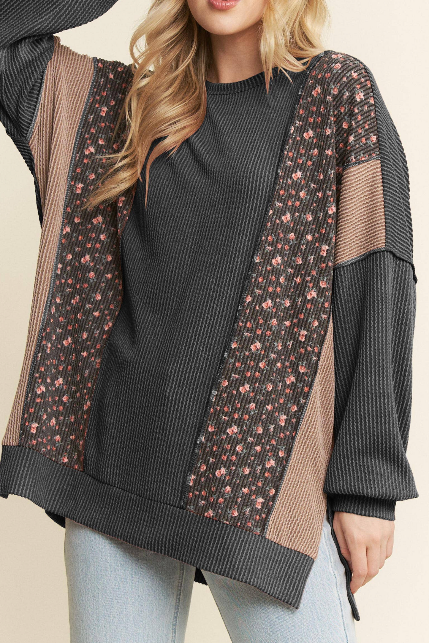 Urban Ribbed Floral Insert Top