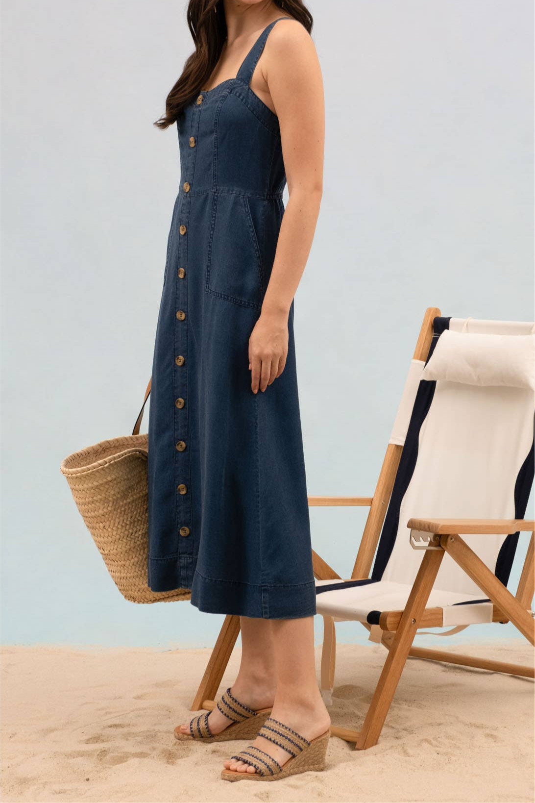 Dark Chambray Button Down Dress