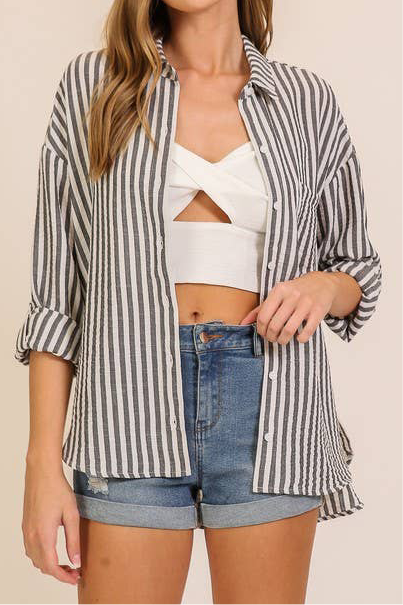 Black/ White Striped Shirt