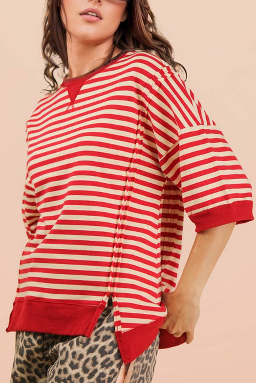 Stipe Color Block Shorts Set