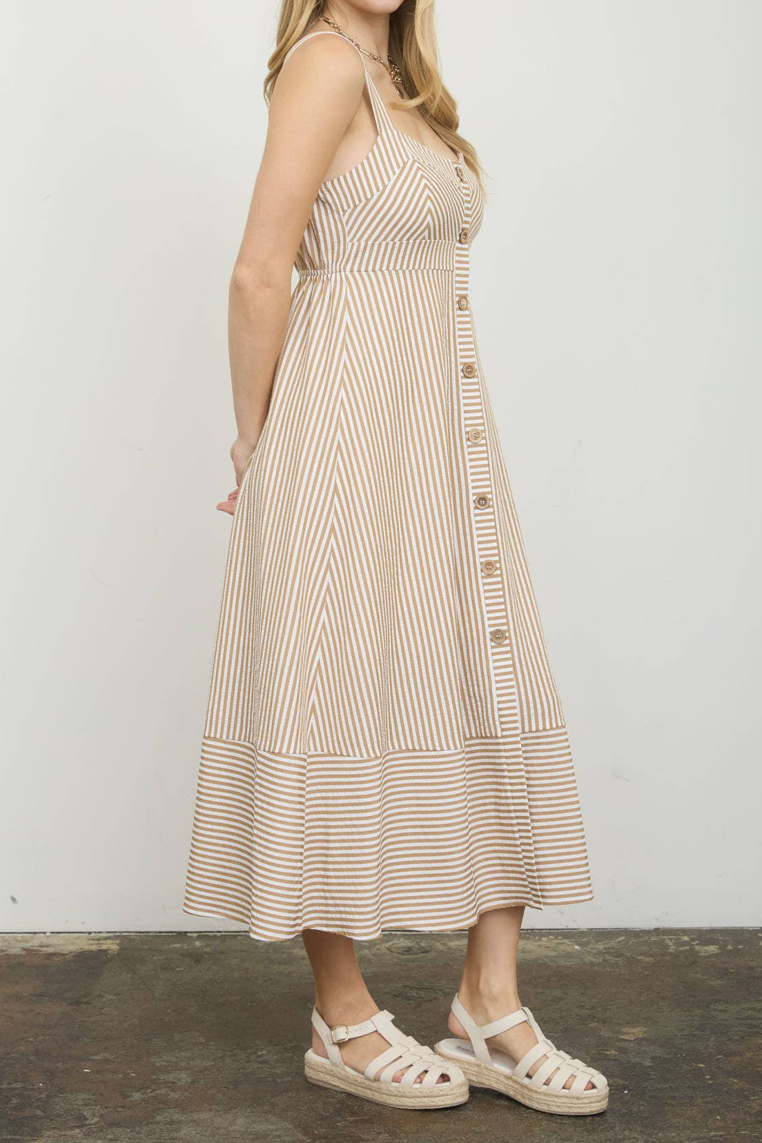 Stripe Sweetheart Button Down Stripe Dress