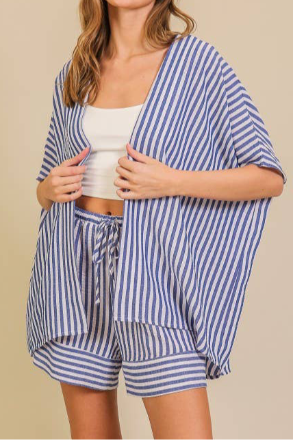 Striped Kimono Shorts Set