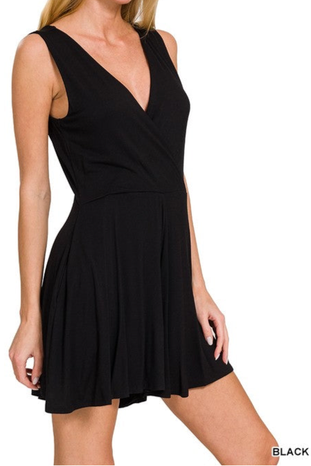 V-Neck Surplice Sleeveless Romper