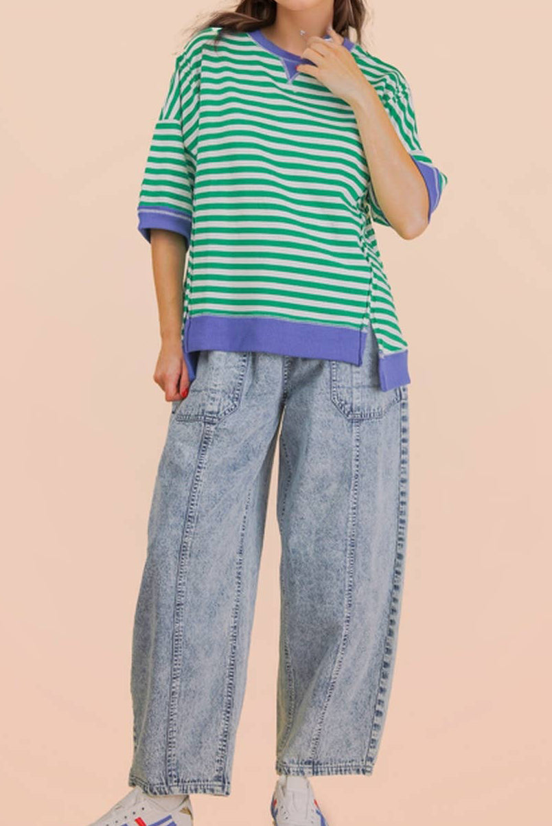 Oversized Stripe Casual Knit Top