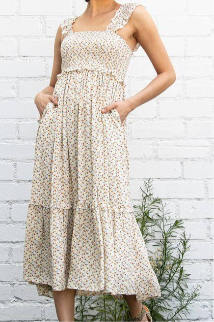 Tiny Floral Ruffle Detailed Flowy Dress