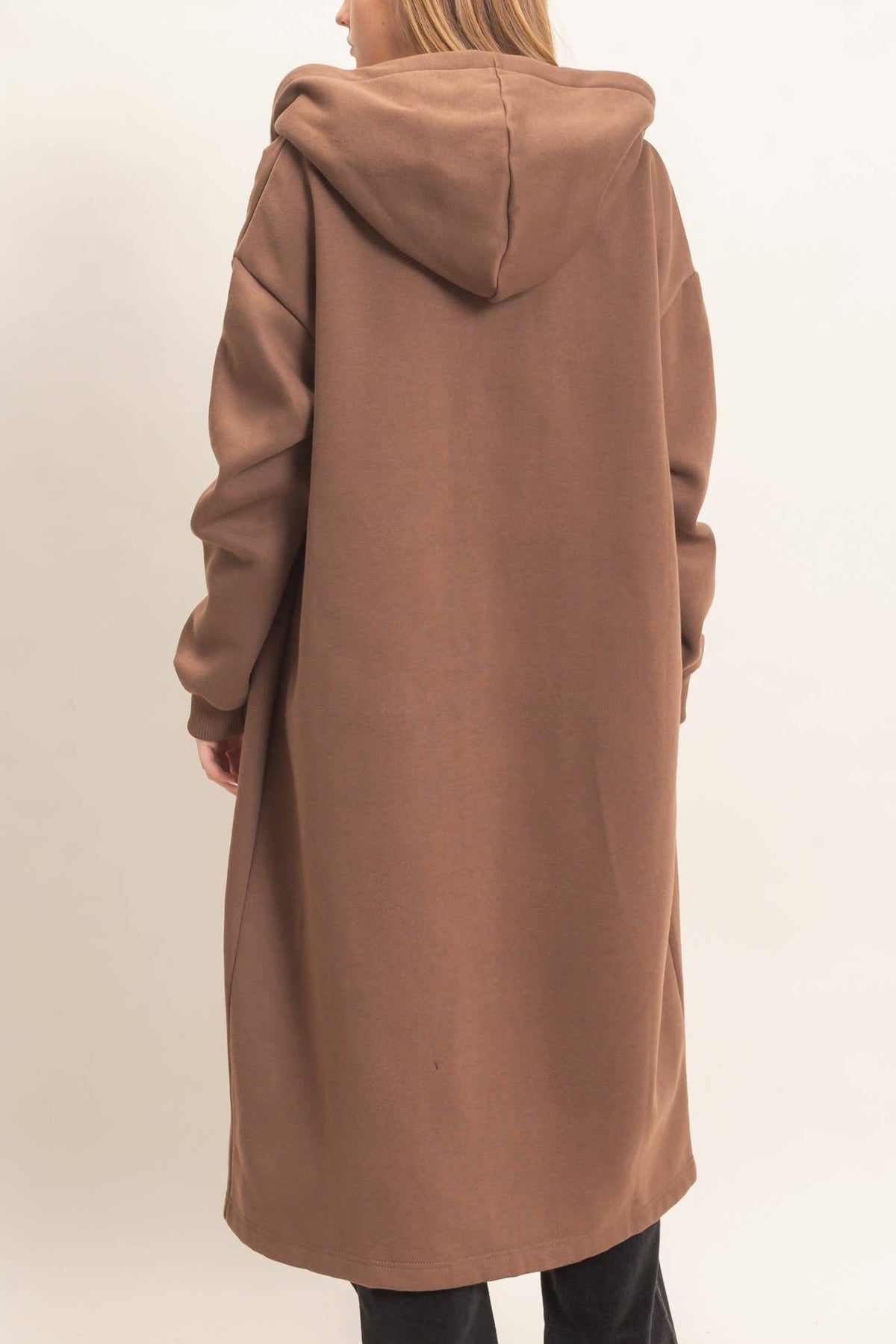 Oversized Hooded Open Front Coat