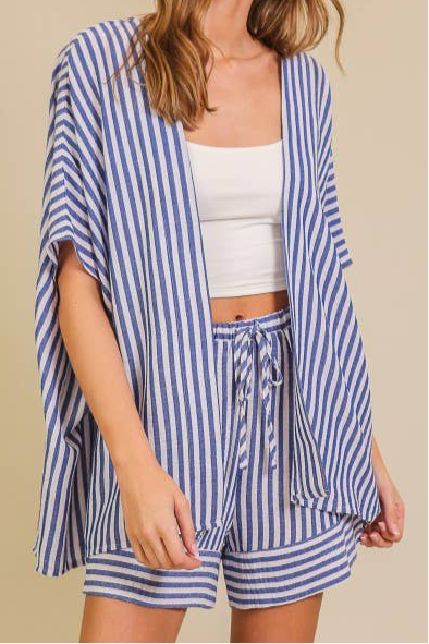 Striped Kimono Shorts Set