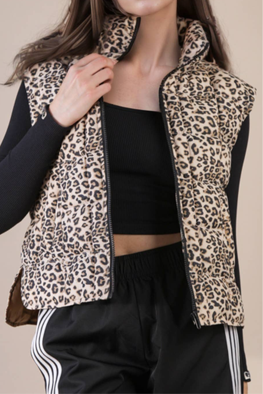 Leopard Puffer Padded Warm Vest