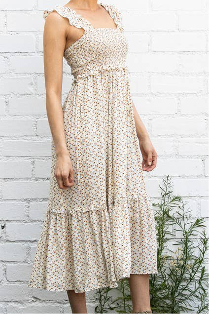 Tiny Floral Ruffle Detailed Flowy Dress