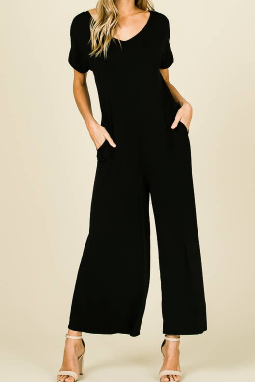 Short Sleeve Jumpsuit With Pockets