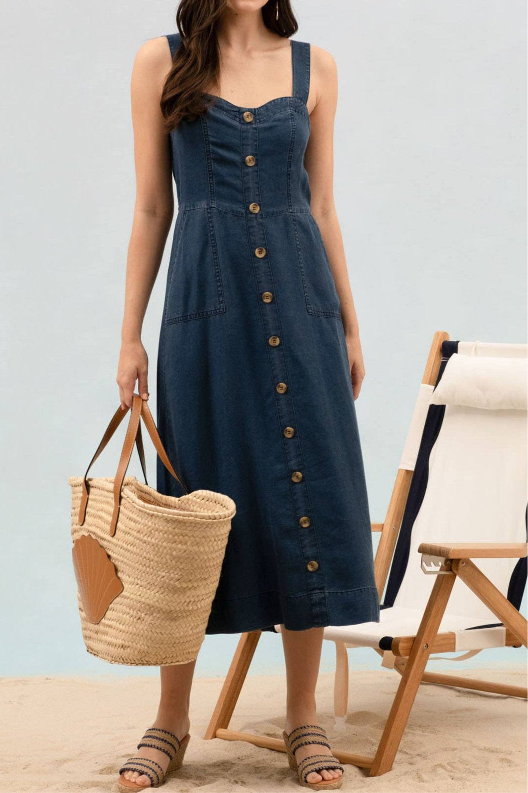 Dark Chambray Button Down Dress