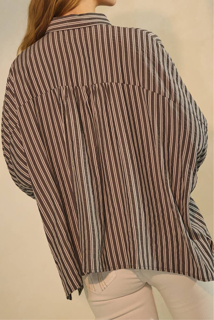 Striped Button Down Oversized Shirt