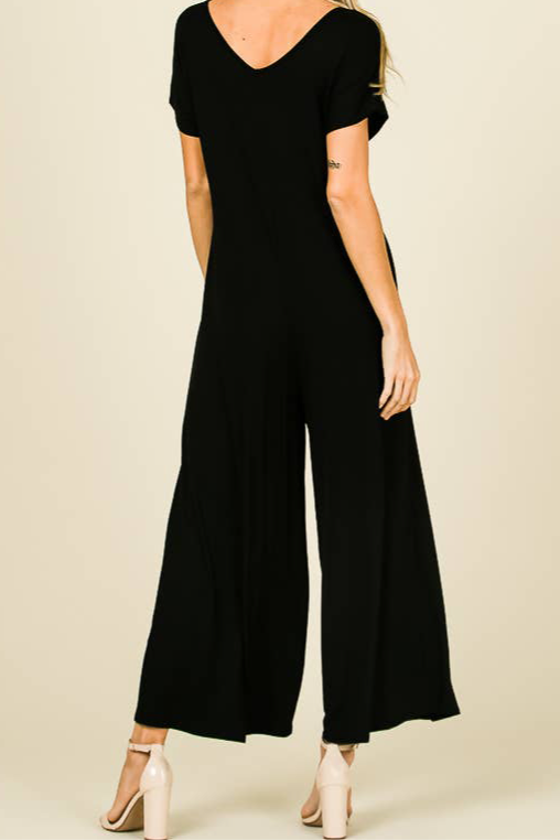 Short Sleeve Jumpsuit With Pockets