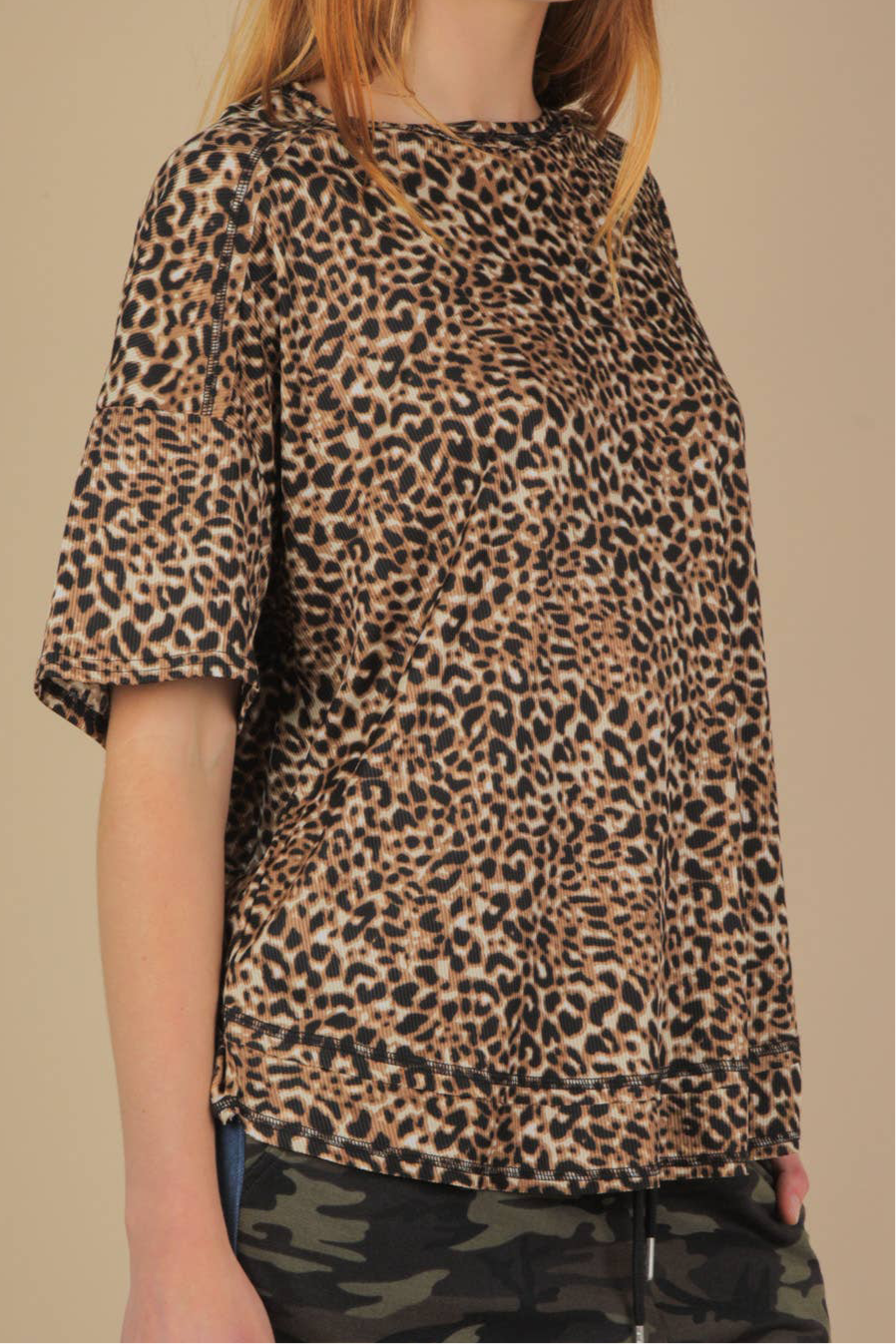 Oversized Leopard Printed Knit Top