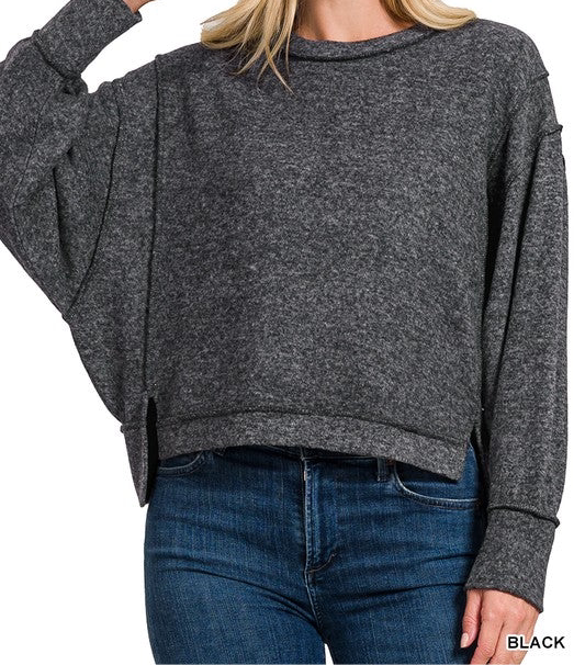 Brushed Hacci Reverse Seam Pullover