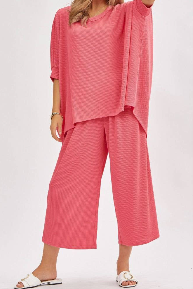Bali Solid Blouse + Wide Leg Set