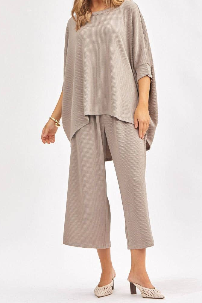 Bali Solid Blouse + Wide Leg Set