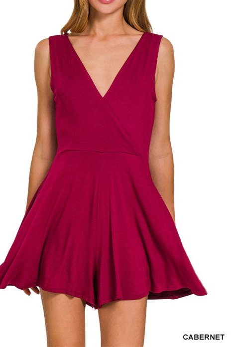 V-Neck Surplice Sleeveless Romper