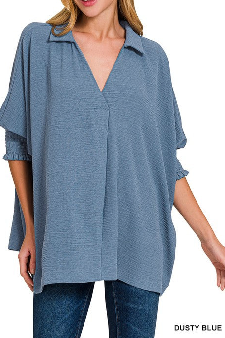 Airflow Smocked Sleeve Top