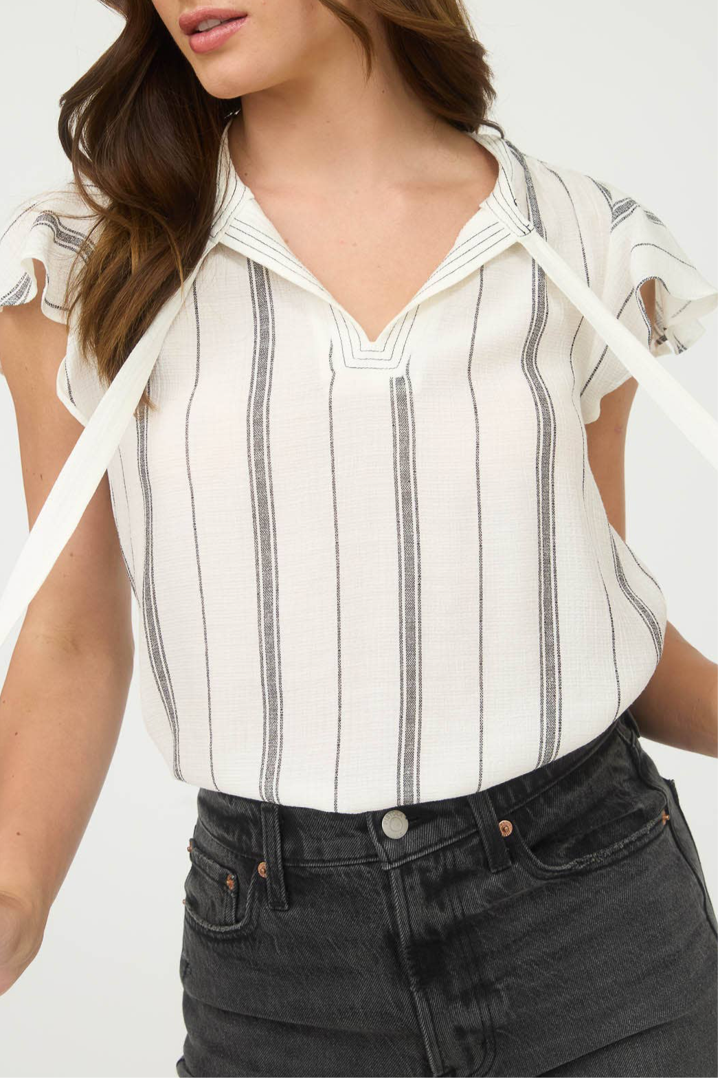 Stripe Front Tie Top