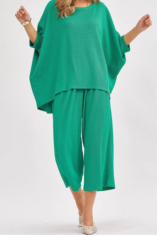 Bali Solid Blouse + Wide Leg Set