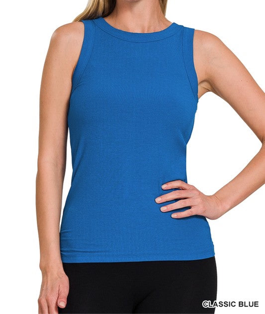 Ribbed High Neck Tank