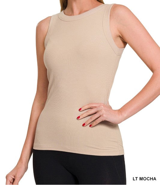 Ribbed High Neck Tank