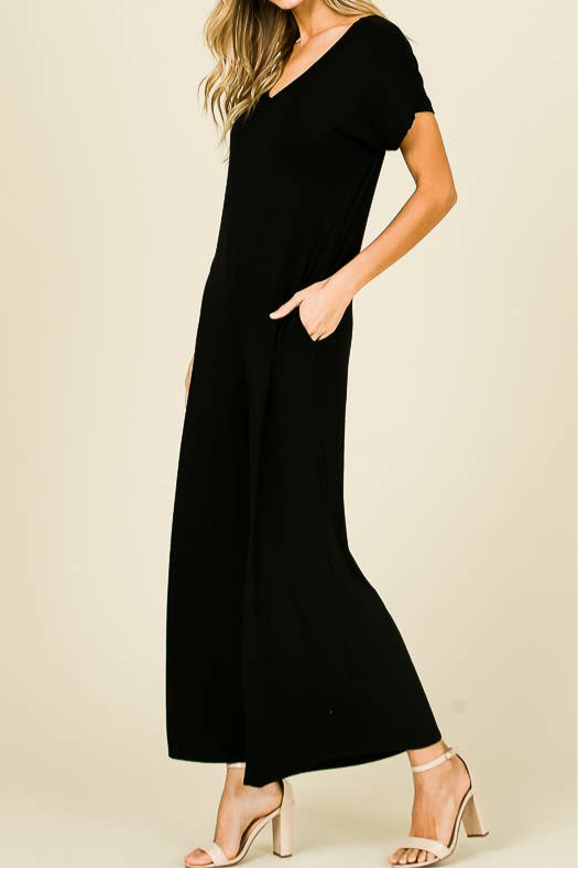 Short Sleeve Jumpsuit With Pockets