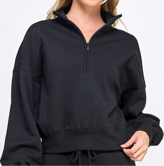 1/2 Zip Semi-Cropped Sweatshirt