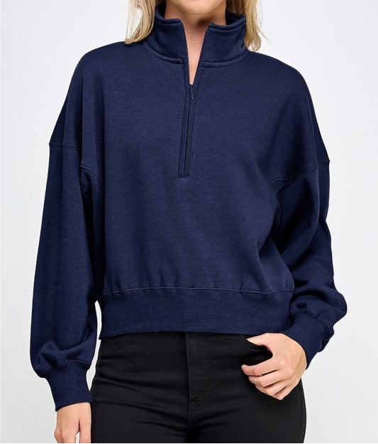 1/2 Zip Semi-Cropped Sweatshirt
