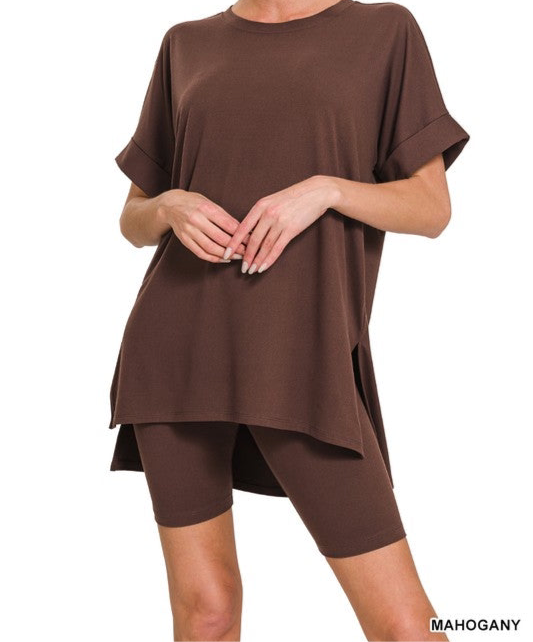 Butter Short Sleeve Crew Bike Shorts Set