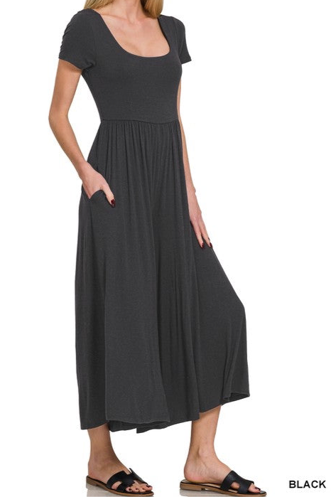 Double Layered Short Sleeve Jumpsuit