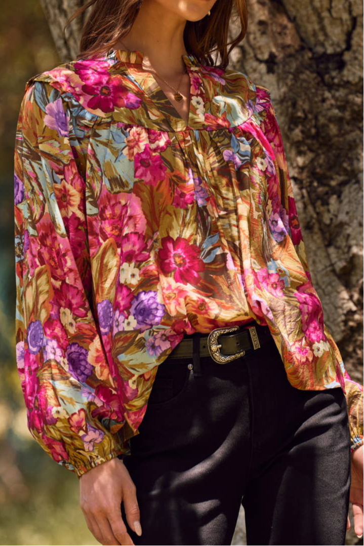 Bright Floral Abstract Printed Blouse
