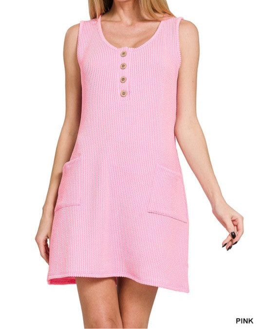 Corded Sleeveless Pocket Dress