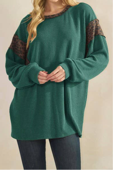 Long Sleeve Urban Ribbed Leopard Ringer