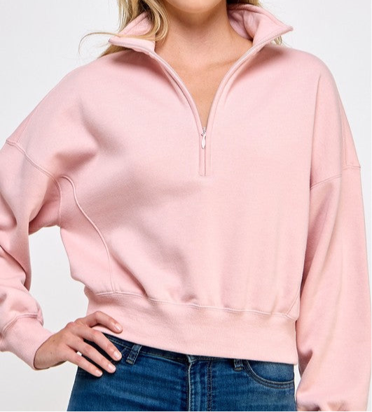 1/2 Zip Semi-Cropped Sweatshirt