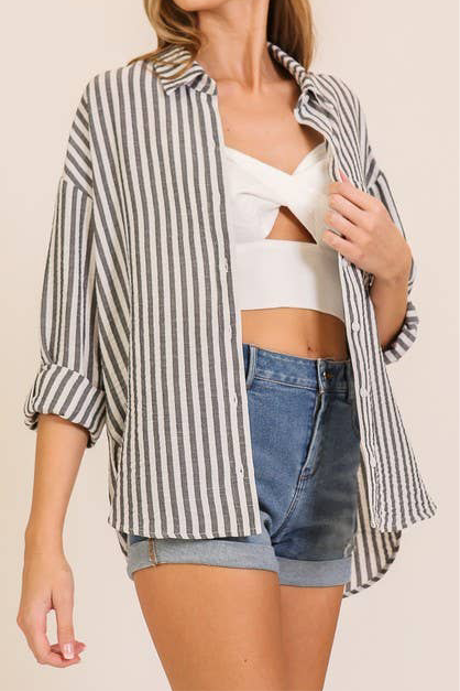 Black/ White Striped Shirt