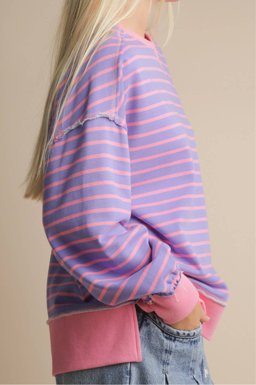Stripe Comfy Casual Oversized Knit Top