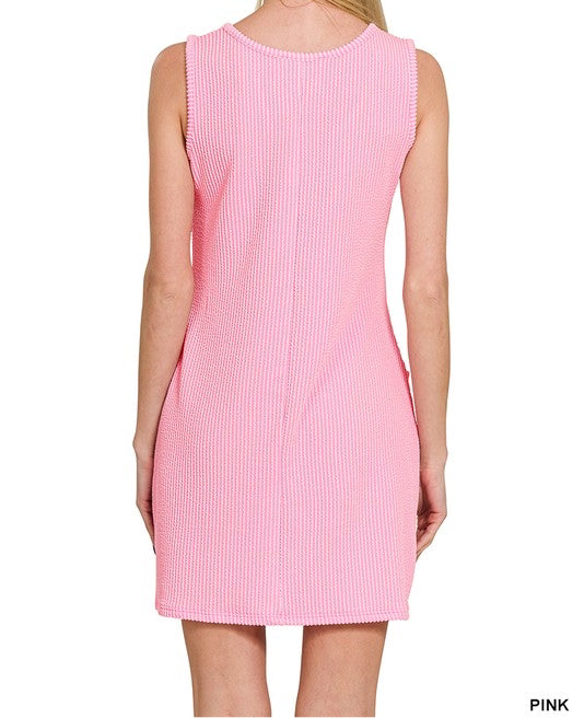 Corded Sleeveless Pocket Dress