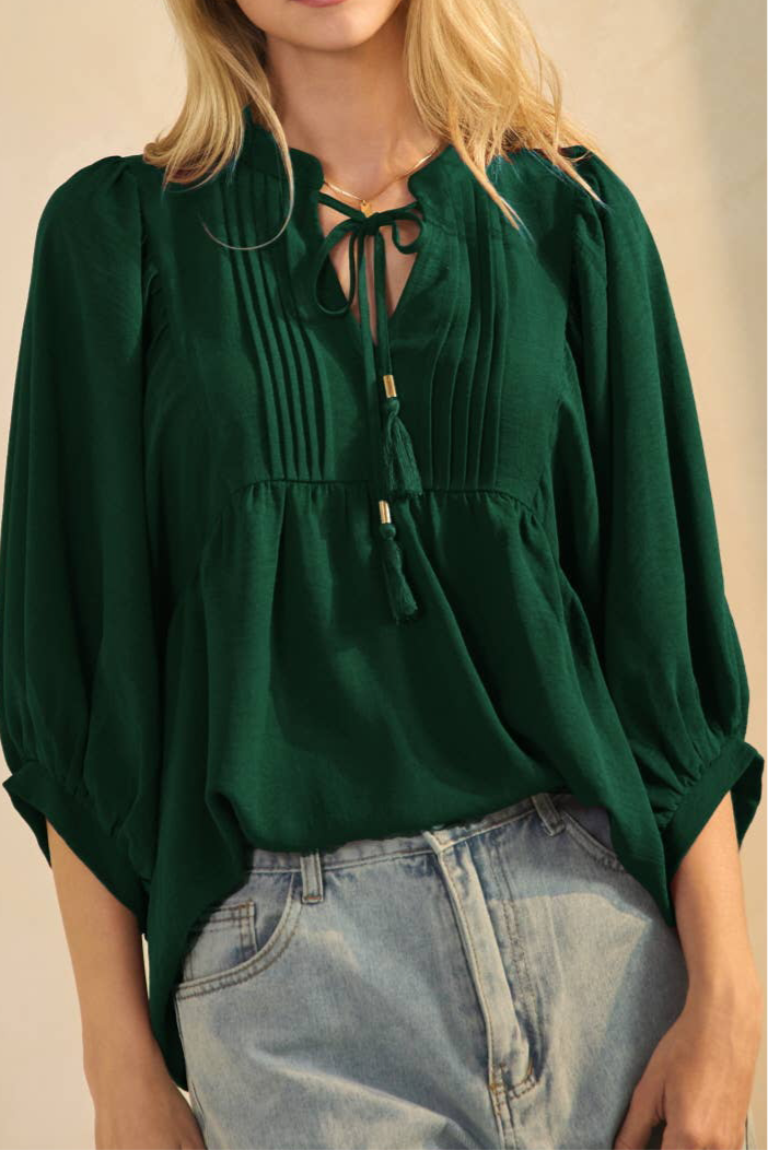 Hunter Flowy Pleated Blouse