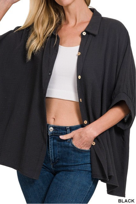 Black Gauze Shorts Set